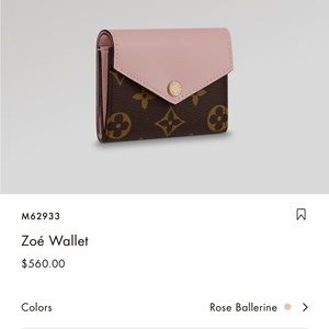 Authentic LV ZoeWallet - Inside is pale-pink Rose Ballerine.